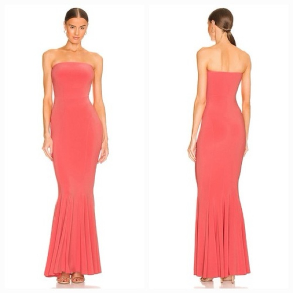 Elegant Strapless Coral Dress